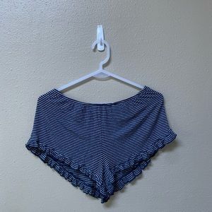 Blue and White Striped Brandy Meville Flowy Shorts